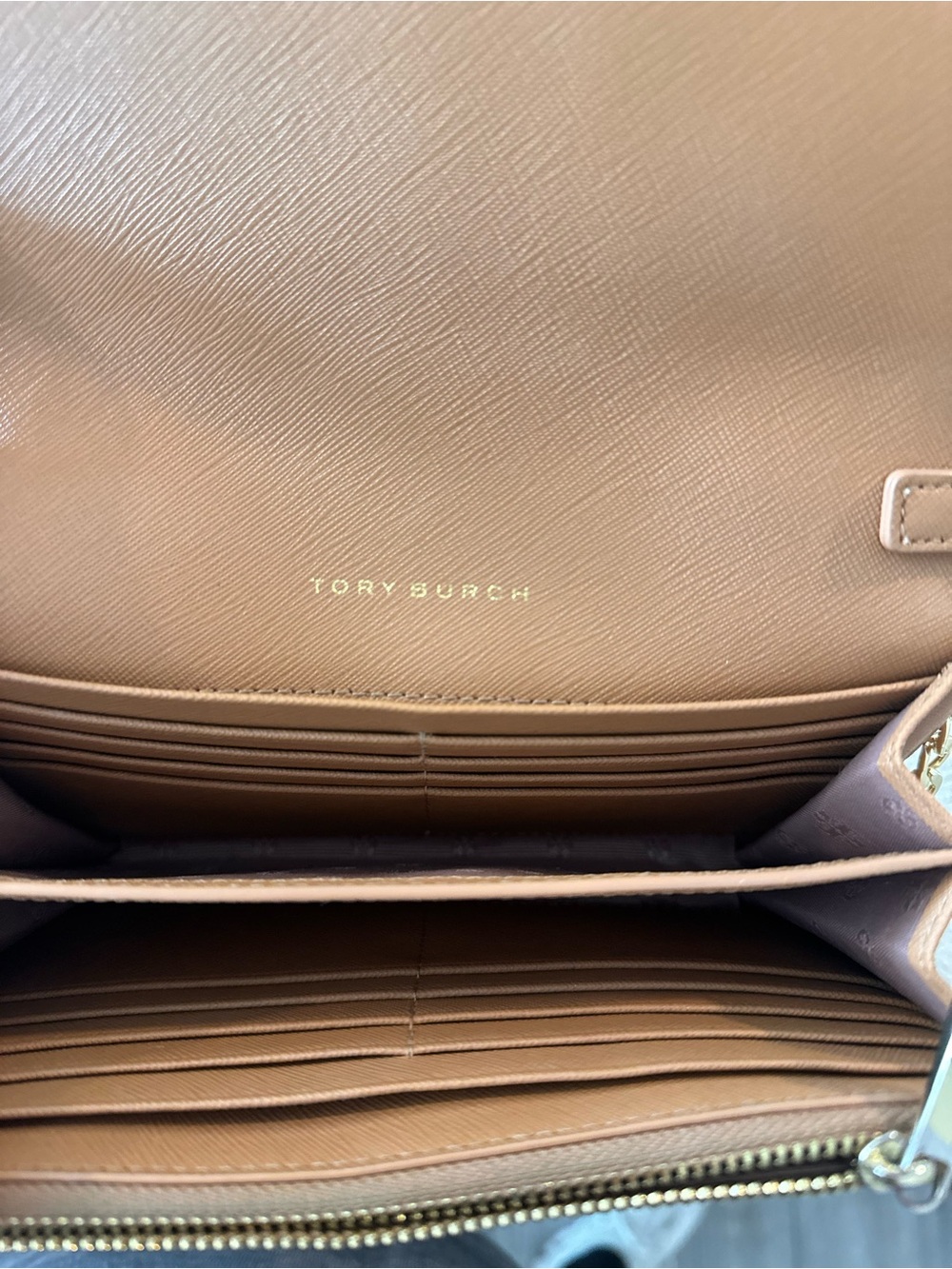 Tory Burch Tan Leather Crossbody Wallet with Gold Chain - Picture 12 of 12